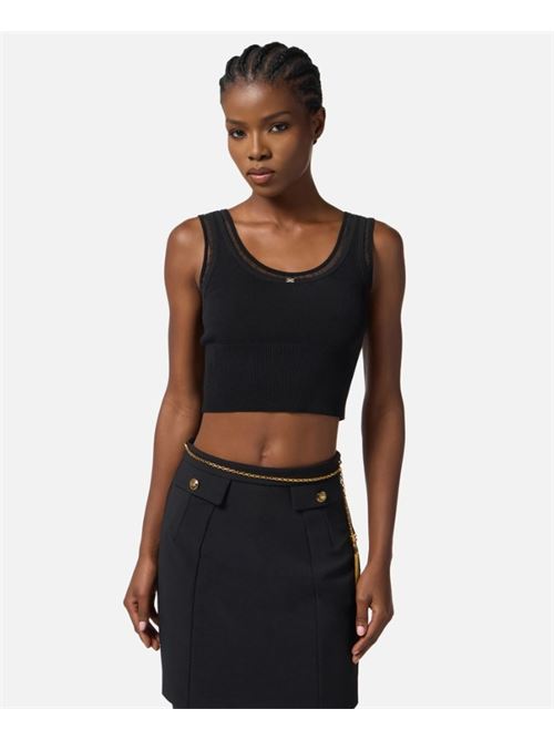Ribbed knit top with jewel logo ELISABETTA FRANCHI | TK54B56E2.110